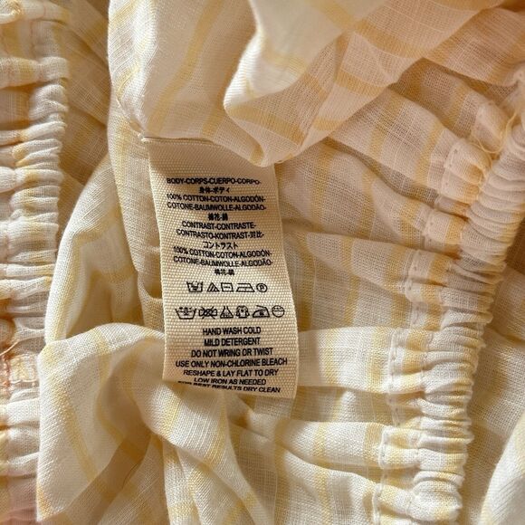 Free People Women’s Allora white peach combo Flutter ruffled blouse Sz M NEW $98 - Picture 9 of 10